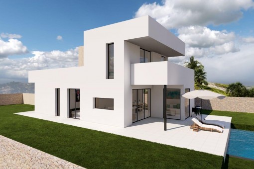 Moderne Villa im Bau mit Pool und Meerblick in Cala Llonga
